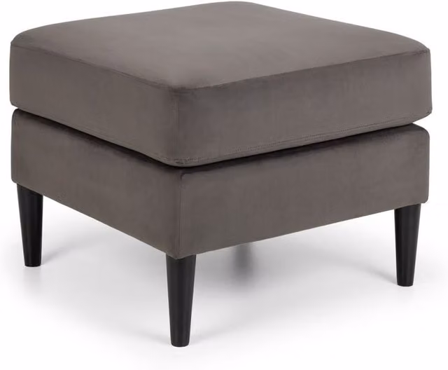 Ashfield Modern Rectangular Upholstered Velvet Ottoman in Grey and Black with Oak Frame