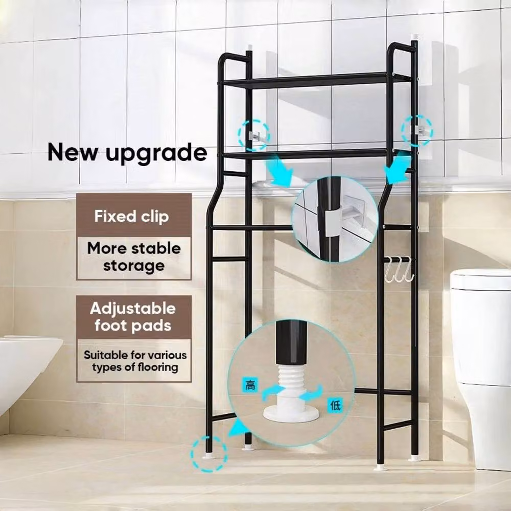 KORVIXA Black 3 Tier Over Toilet Storage Rack with Adjustable Shelves – 3