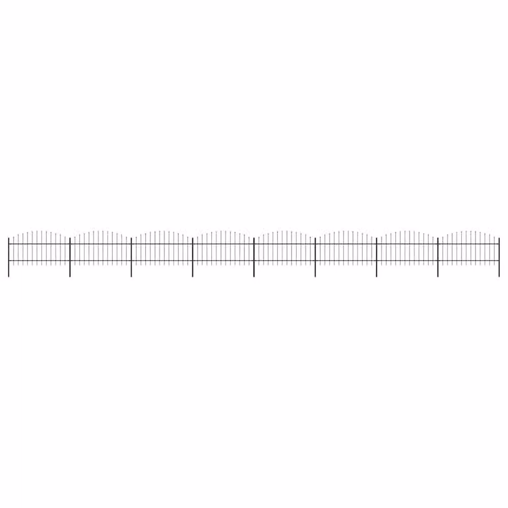 Berkfield Home Black Steel Spear Top Garden Fence, 13.6 m