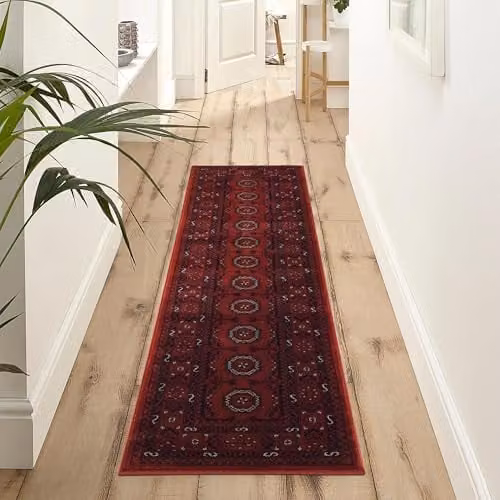 Desire Rugs Yasmin Traditional Oriental Red Hallway Runner Rug, W: 60 cm, L: 220 cm