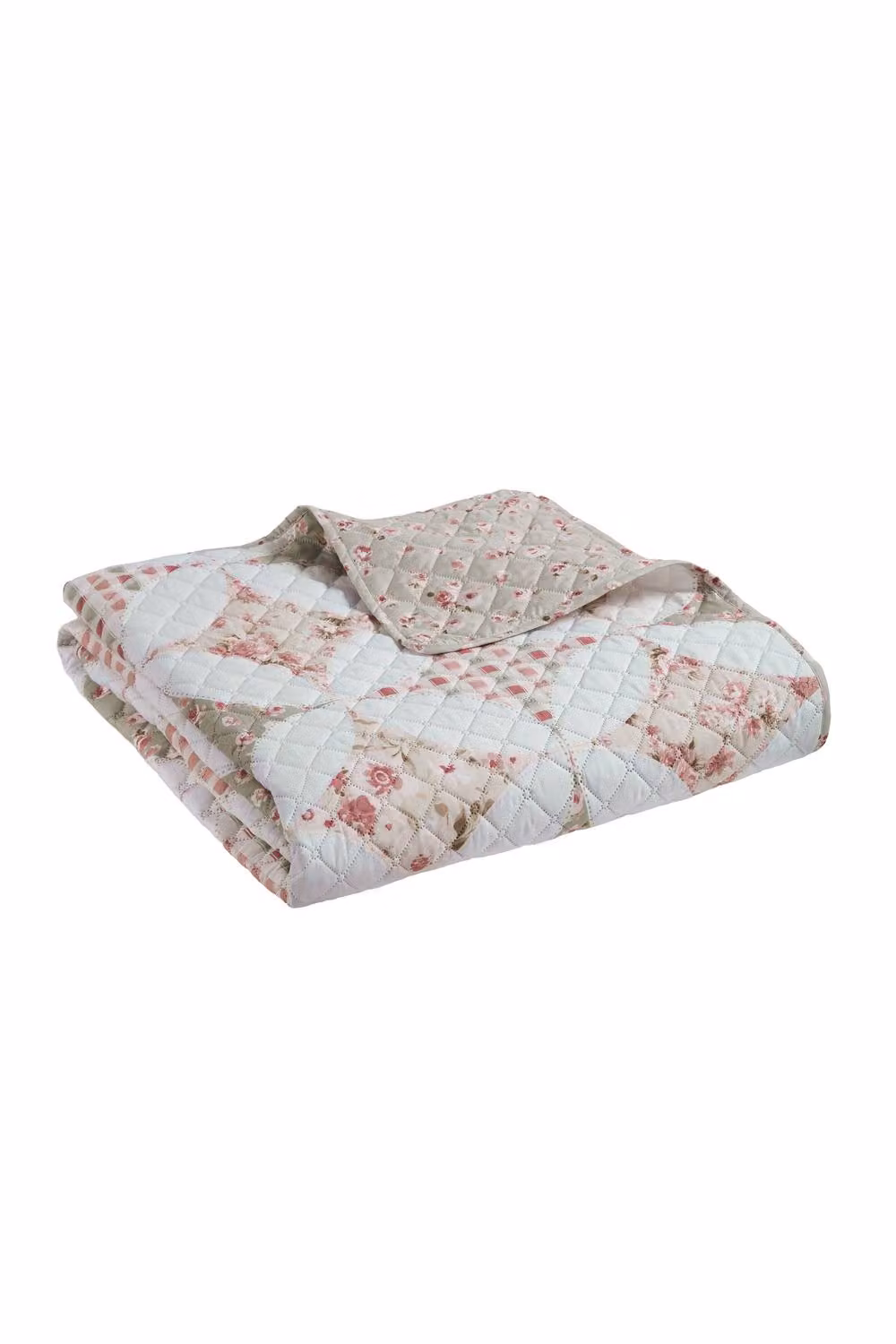 Catherine Lansfield Pinsonic Patchwork Quilted Bedspread in Green – 2