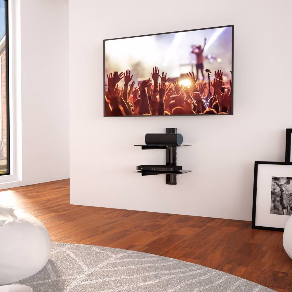 AVF Double Glass AV Shelving in Black – 2
