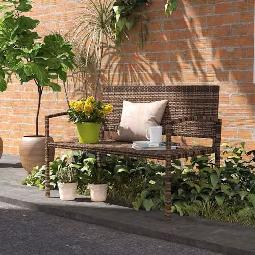 Outsunny 2 Seater Poly Rattan Garden Bench in Brown – 6