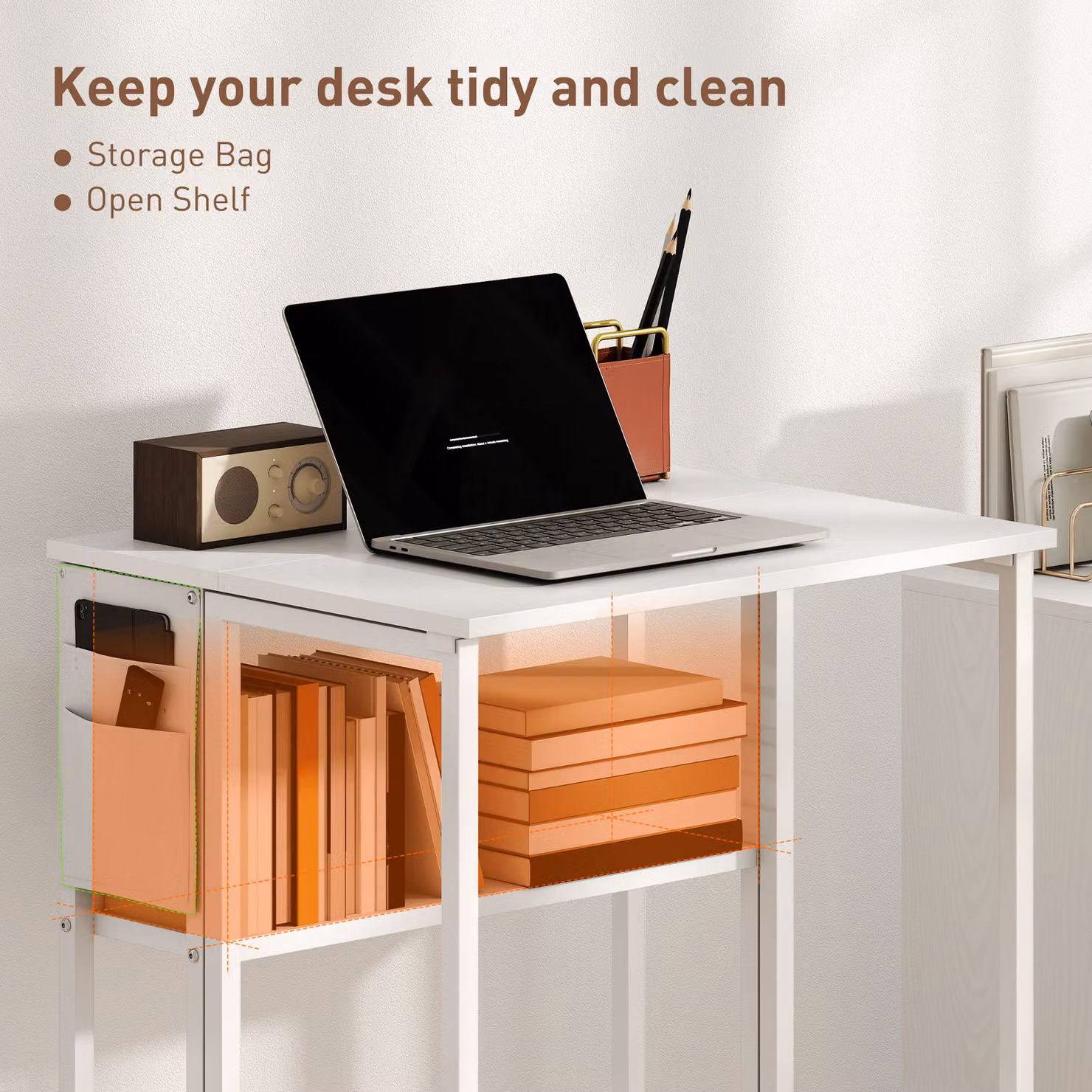 HOMCOM White Drop Leaf Writing Work Desk with Castors – 3