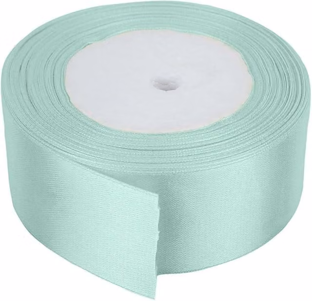 Neel Blue Double Sided Satin Polyester Ribbon Roll, Width: 5 cm, Length: 25 m, Light Green