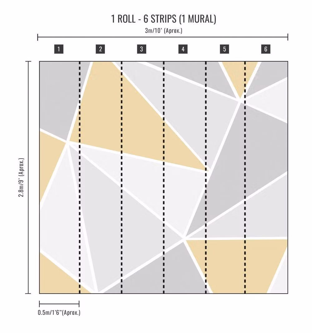 Art for the Home Trinity Geometric Wall Mural in Ochre Yellow and Grey – 2