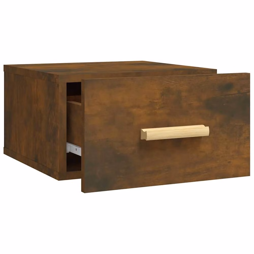 Berkfield Home Wall-mounted Bedside Cabinets, 2 Piece Set, Smoked Oak, Brown, W/D/H: 35 x 35 x 20 cm – 4