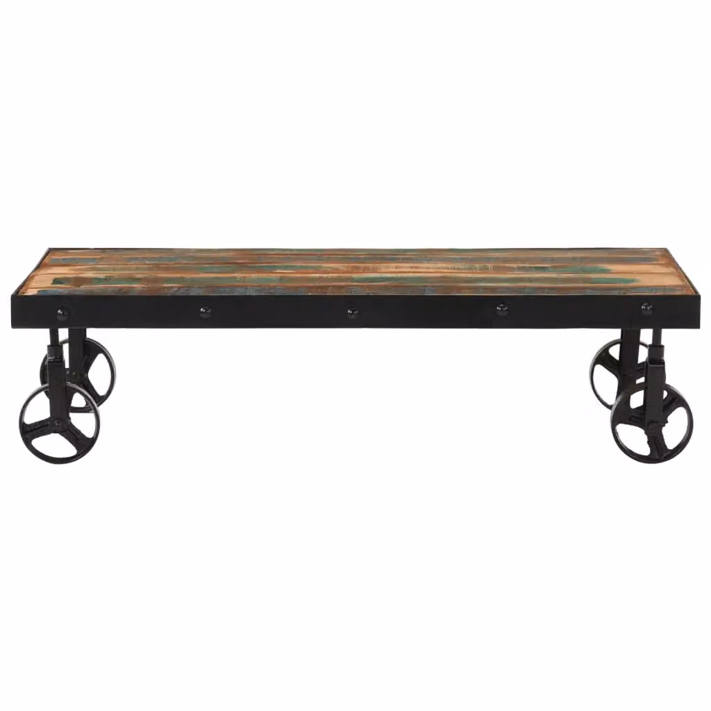 Berkfield Home Reclaimed Wood Coffee Table with Castors, W/D/H: 100 x 55 x 26 cm – 2