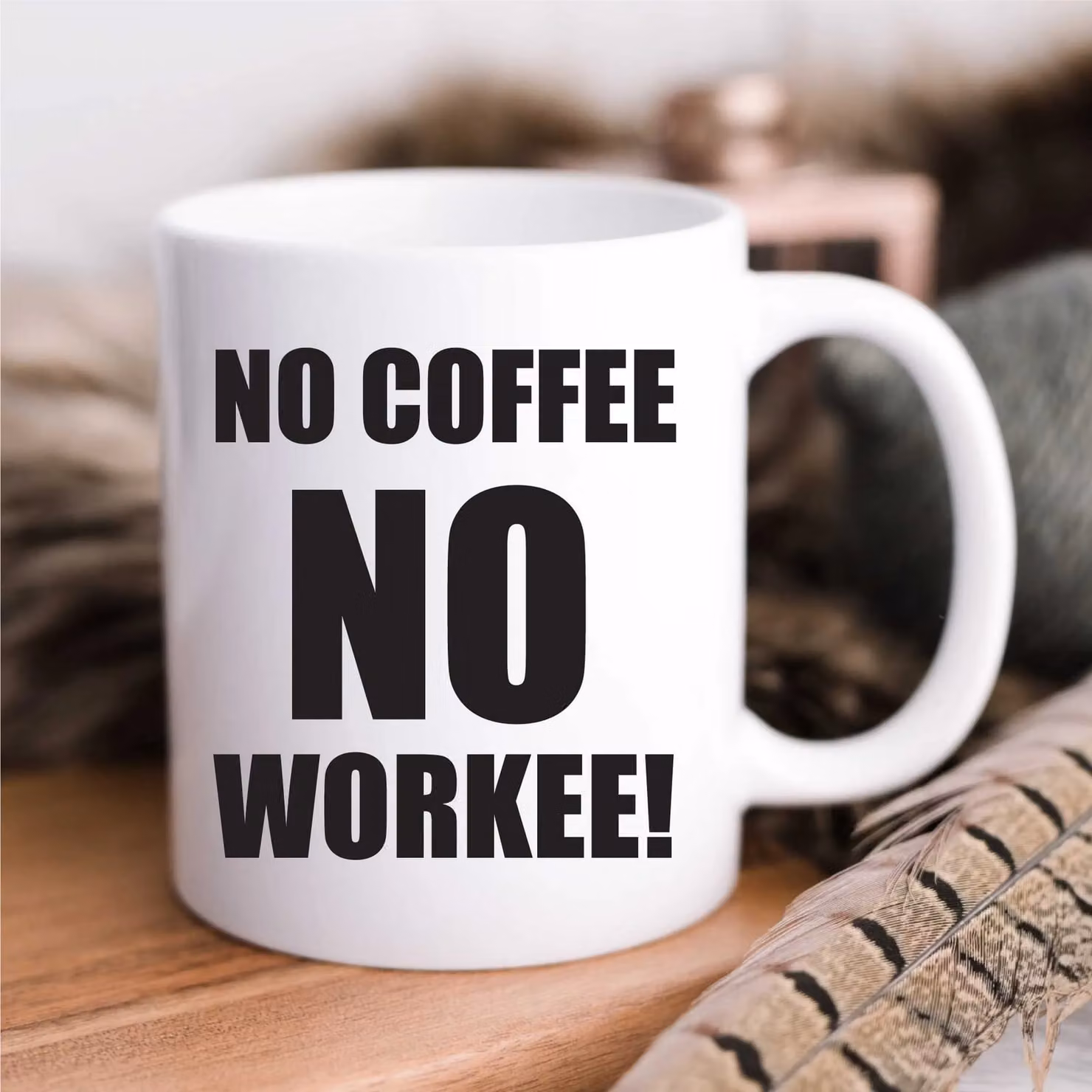 60 Second Makeover Limited No Coffee No Workee Ceramic Mug in White – 3