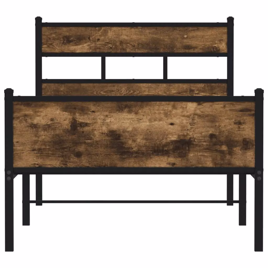 Berkfield Home Single Bed Frame in Smoked Oak and Brown Engineered Wood, W/D/H: 90 x 190 cm – 3