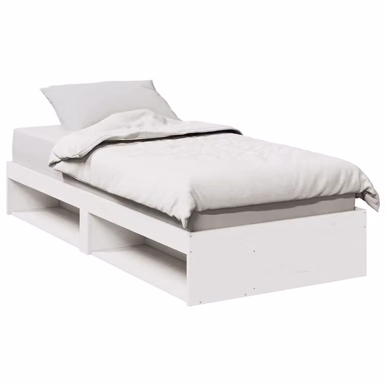 Berkfield Home Stylish White Solid Wood Pine Day Bed with Side Compartments W/D/H: 90 x 200 cm
