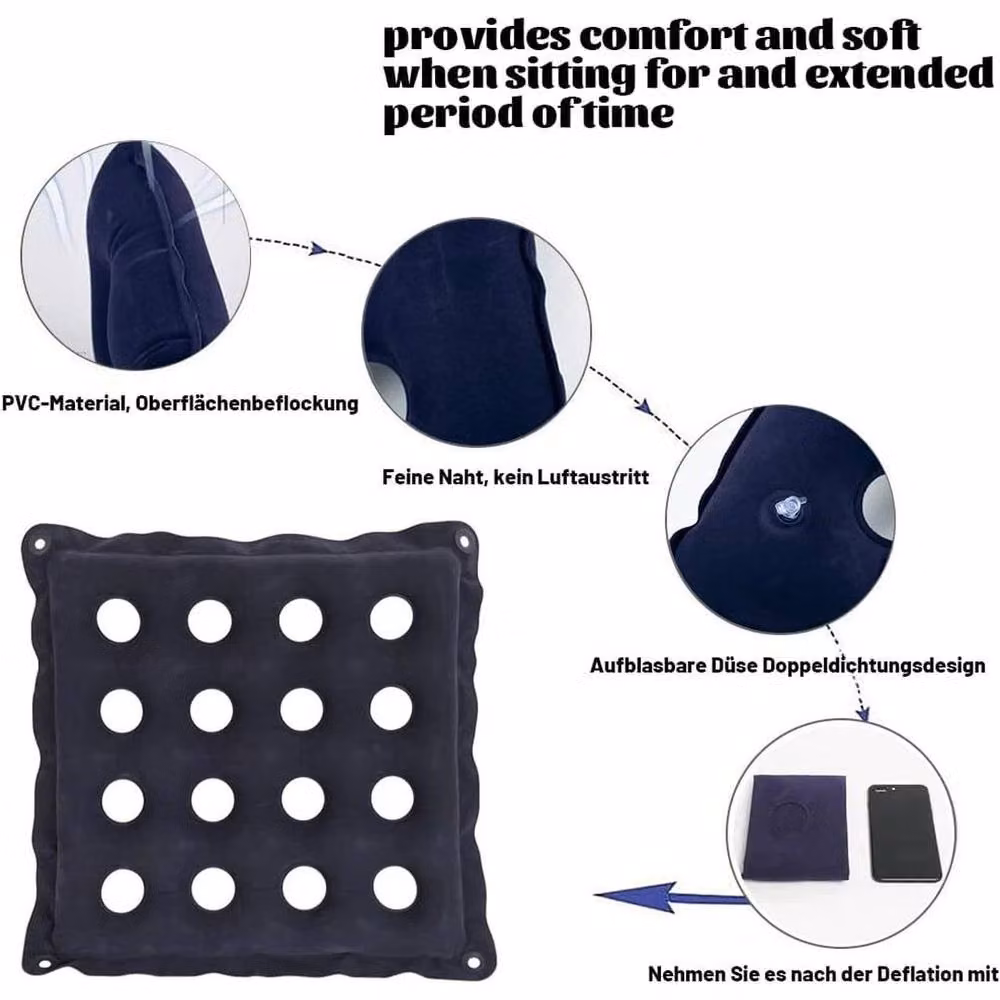FLAVORA Inflatable Square Cushion Seat Pad in Black, W/D: 120 x 90 cm – 3