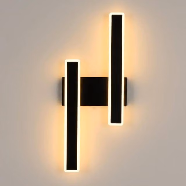 COMELY Modern LED Indoor Wall Light in Black with Acrylic and Aluminium, Warm White, H 46 cm x W 18 cm x D 18 cm