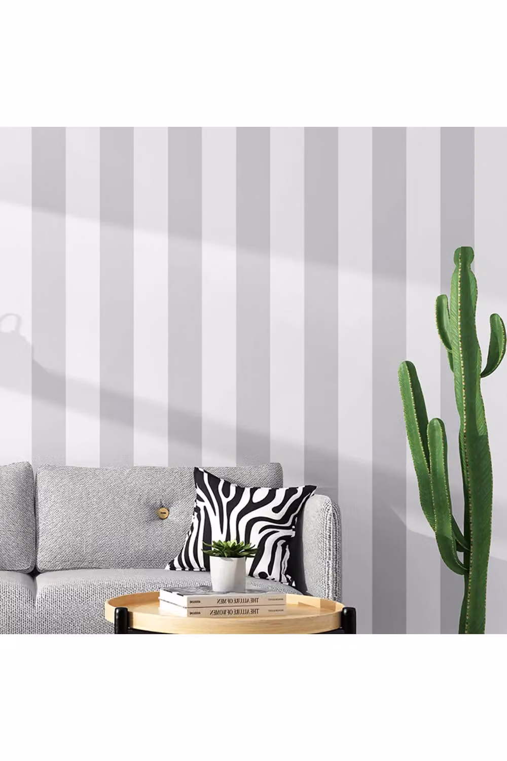 Living and Home Grey and White Striped Vinyl Wallpaper Roll – 2