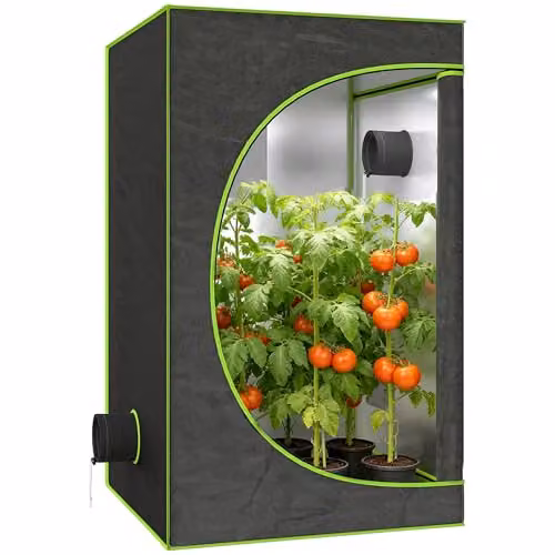 Outsunny Reflective Mylar Grow Tent in Black, W/D/H: 120 x 120 x 200 cm