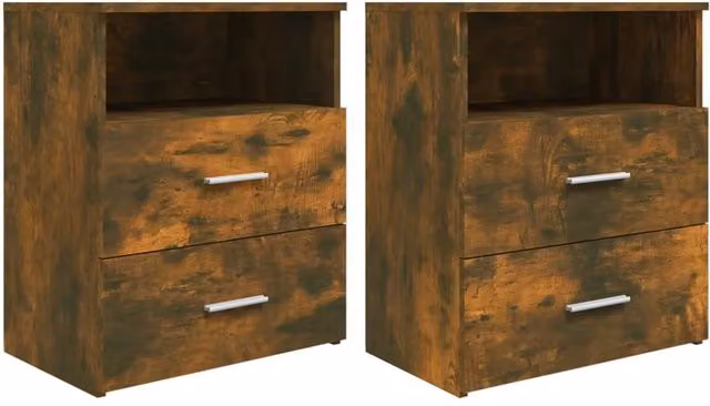 Berkfield Home Bed Cabinets, 2 Piece Set in Smoked Oak Brown, W: 50 cm, D: 32 cm, H: 60 cm – 1