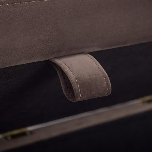 Julian Bowen Deco Velvet Fabric Blanket Box in Truffle Grey and Gold, W/D/H: 131 x 46 x 44 cm – 4