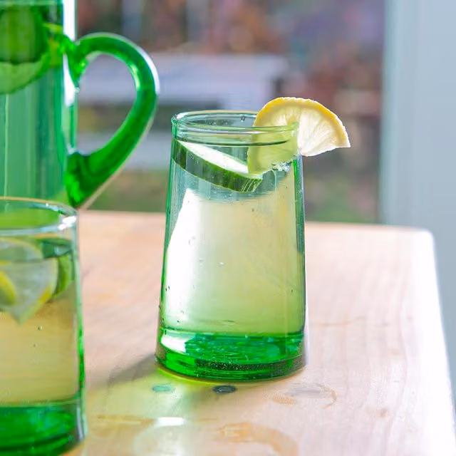 Nicola Spring 12-Piece Green Recycled Glass Tumbler Set