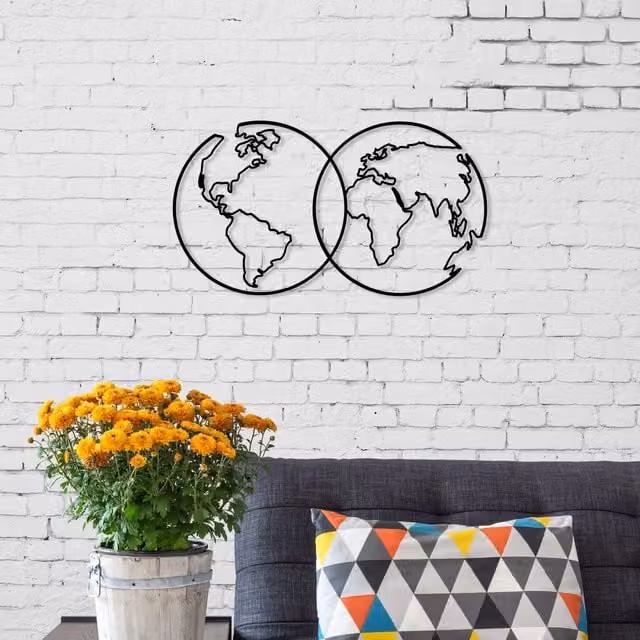 Decortie United Theme Minimalist Typography Metal Wall Art, Black, W/D/H: 60 x 34 x 1 cm
