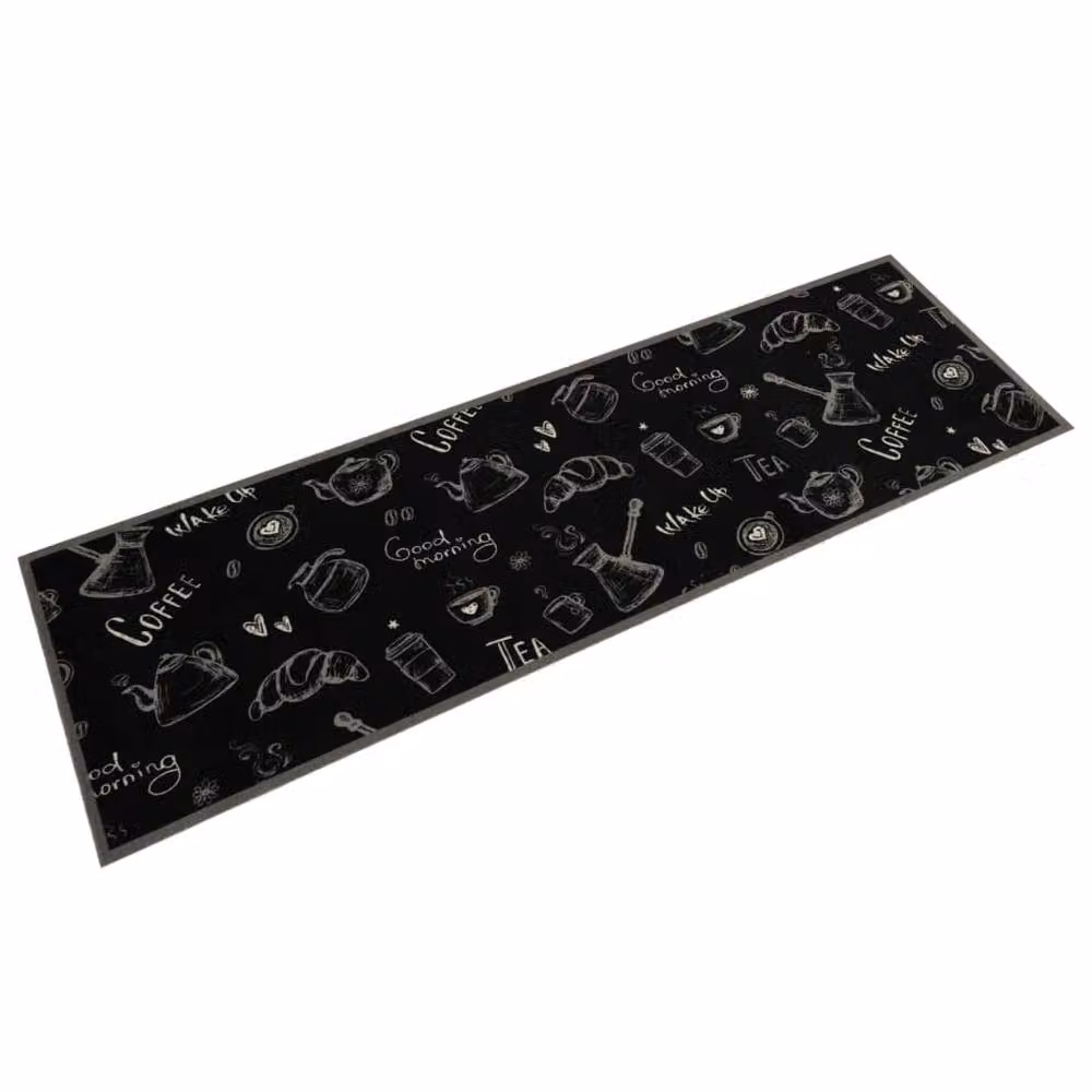 Berkfield Home Morning Black Washable Velvet Kitchen Rug, W: 45 cm, L: 150 cm – 2