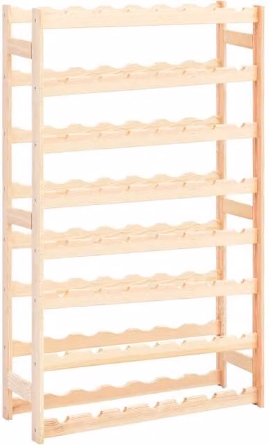 Berkfield Home Rustic Pinewood Wall Mounted Wine Rack in Beige, Holds 56 Bottles