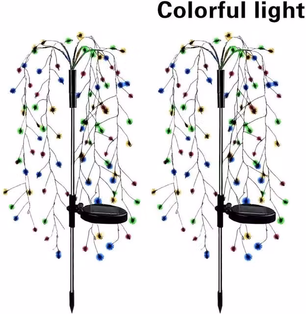 SPETLEK Multicoloured Waterproof LED Solar Powered Firework Garden Lights with Ground Spikes, Pack of 2