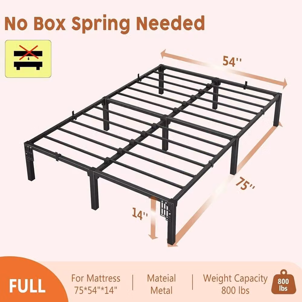 VOGREX Heavy Duty Metal Junior Bed Frame Platform in Black – 2