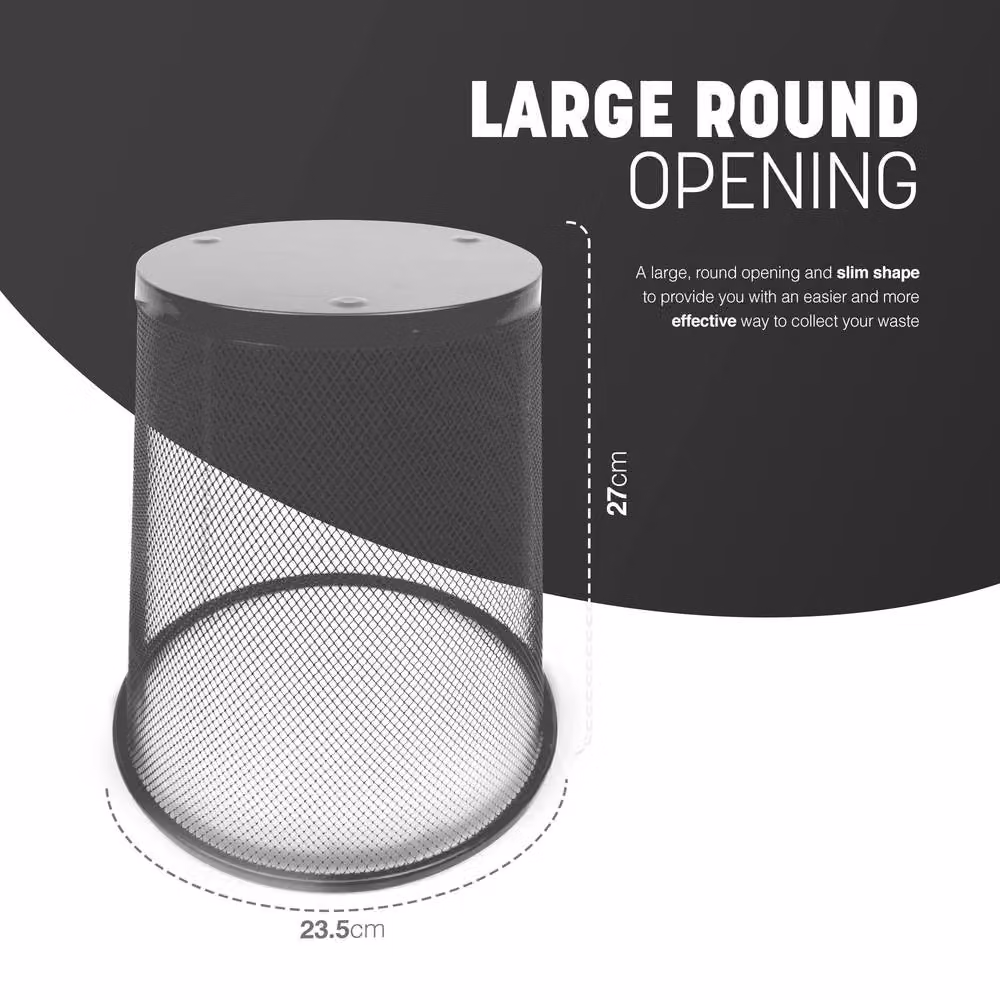 Keplin 2-Pack Round Metal Mesh Waste Paper Bins in Silver – 2