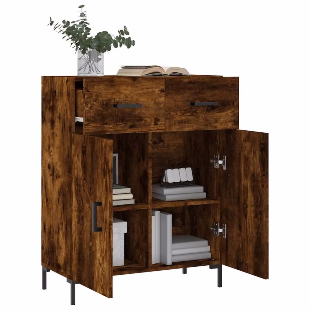 Berkfield Home Smoked Oak Sideboard in Brown, W/D/H: 69.5 x 34 x 90 cm – 4