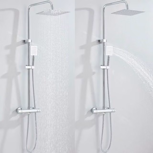 KORVIXA Thermostatic Exposed Shower Mixer in Silver Chrome