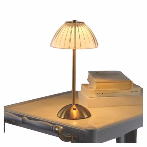Coopers of Stortford Rechargeable Touch Table Lamp in Bronze and Gold/Brass with Glass Shade – 3