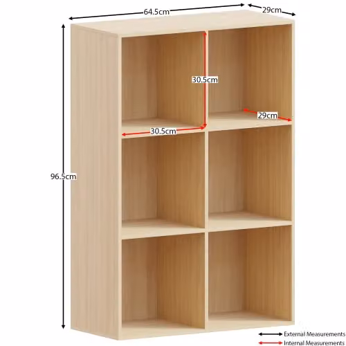 Vida Designs Durham 6 Cube Storage Organiser with 3 Grey Baskets in Oak – 2