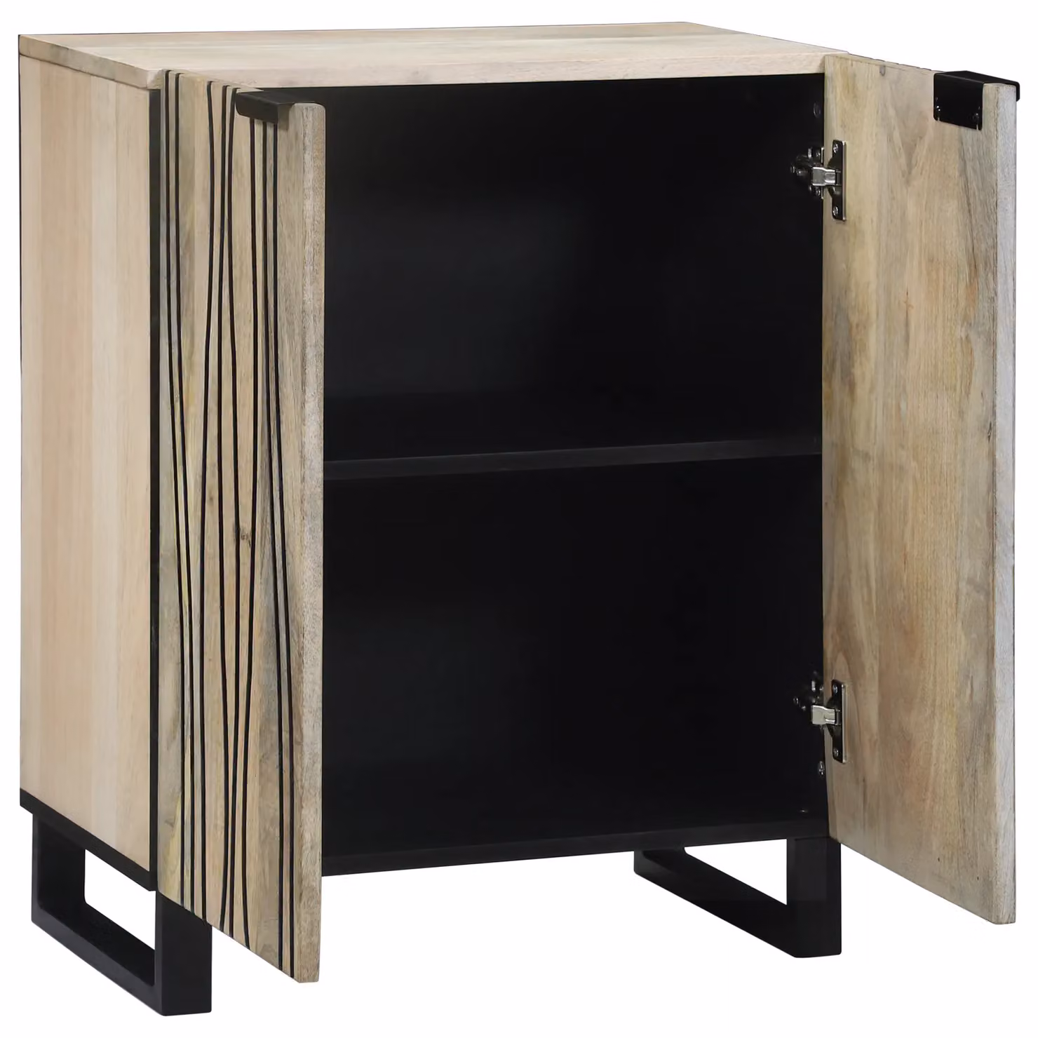 Berkfield Modern Freestanding Wood Storage Cabinet with Hinged Doors and Internal Shelves in White and Black – 2
