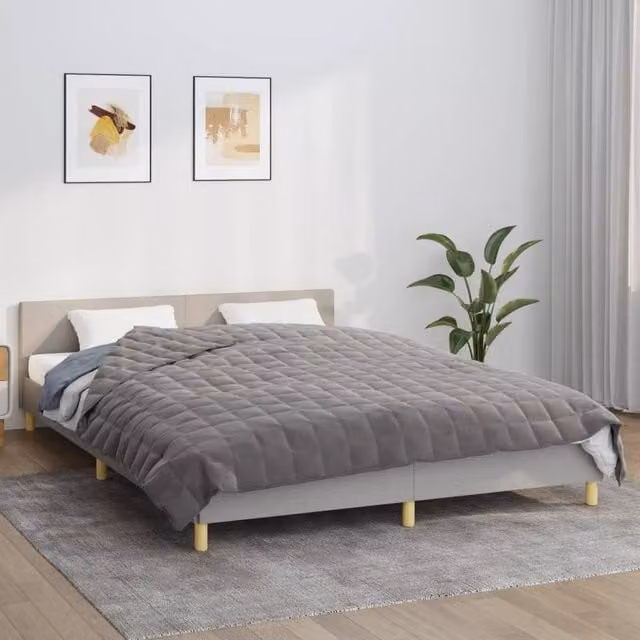 Berkfield Home Grey Weighted Blanket, W/D/H: 220 x 235 cm, 11 kg