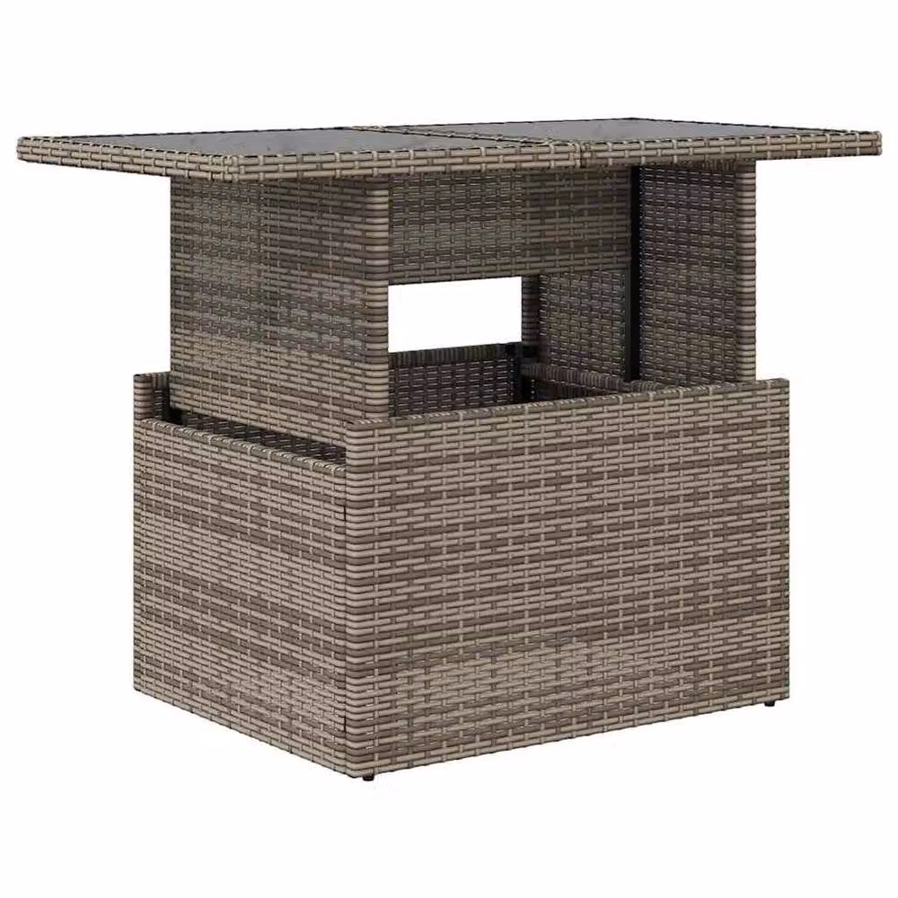 Berkfield Home Grey Poly Rattan Garden Table with Glass Top W/D/H: 100 x 55 x 73 cm – 2