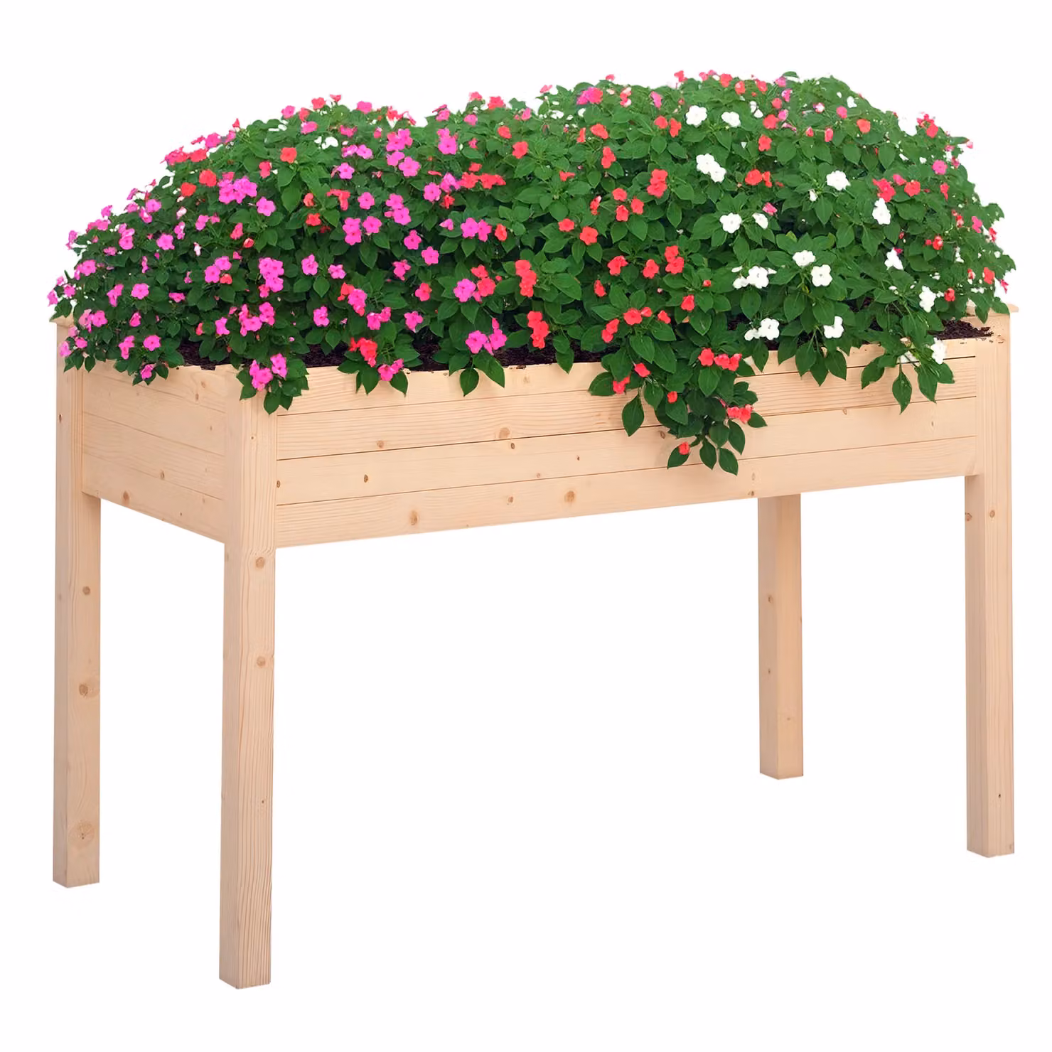 Outsunny Wooden Raised Bed Garden Planter in Brown and Beige, W: 80.0 cm, D: 56.5 cm, H: 40.0 cm – 3