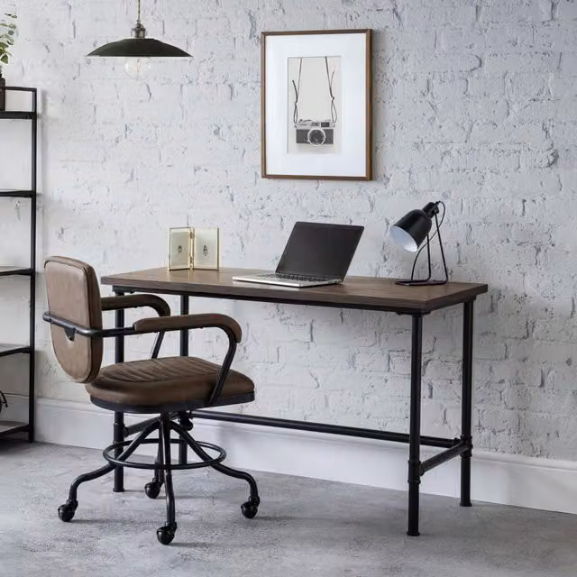 Julian Bowen Carnegie Industrial Writing Desk in Brown and Black – 1