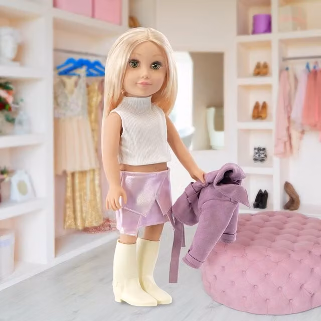 BiBi Doll Ashley Fashion Doll in Purple, White and Pink with Accessories