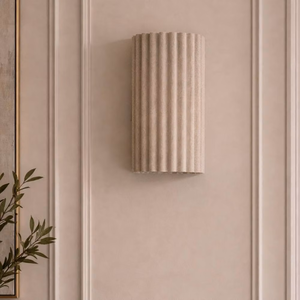 CGC Lighting Allegra Modern Beige Fabric Scallop Wall Light – 2
