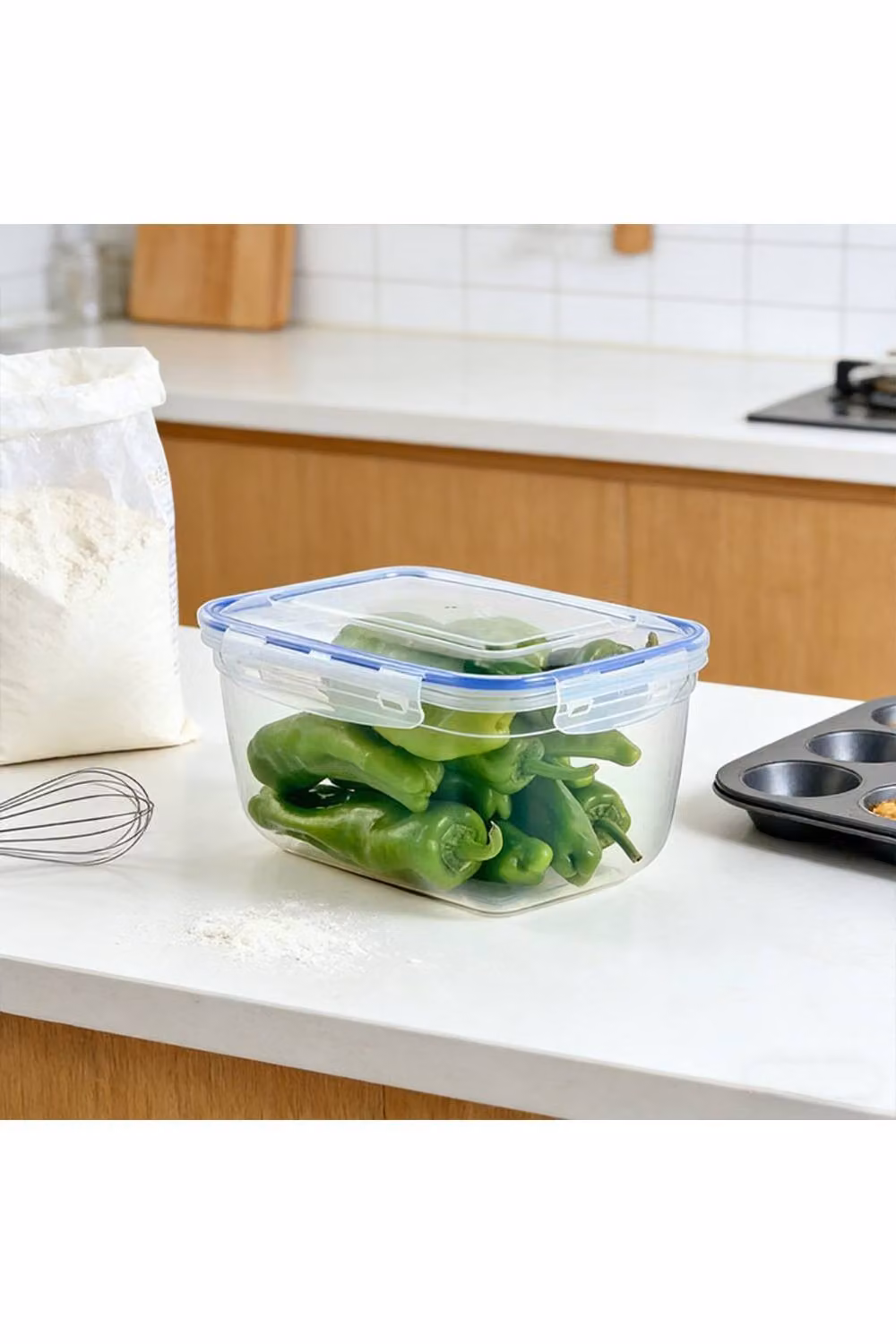 KDMD Transparent Plastic Food Storage Container with Leakproof Clip Lid, 3000ml – 2