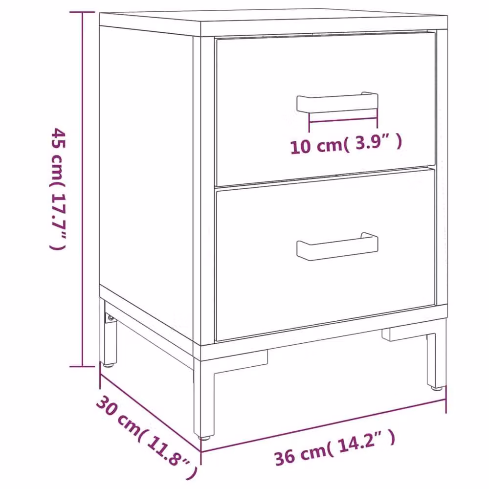 Berkfield Home Decorative Bedside Cabinet in Brown Solid Pinewood, W/D/H: 36 x 30 x 45 cm – 5