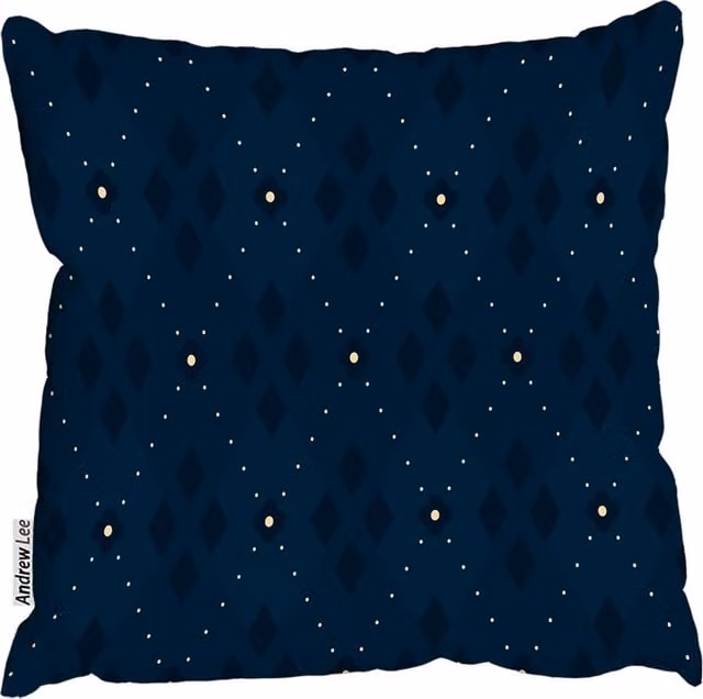 Andrew Lee Blue Diagonal Dot Stripes Square Cushion, W: 60 cm, H: 60 cm
