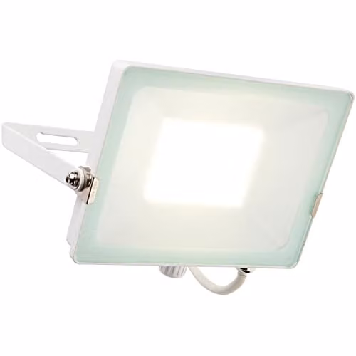 Loops 50W LED Outdoor Waterproof Floodlight, Cool White, IP65 Rated, White Aluminium and Glass