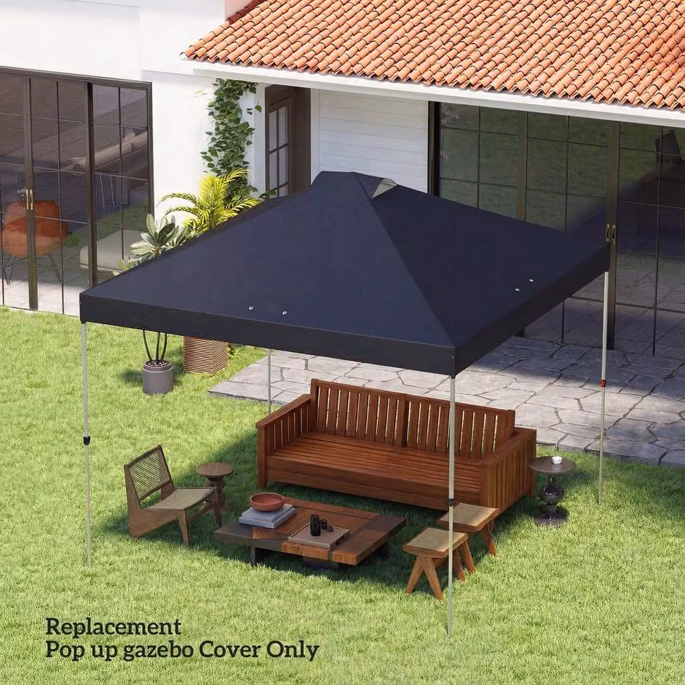 KORVIXA Black Polyester Gazebo Roof Replacement with UPF 50+ Protection, W/D: 100 x 100 cm – 2