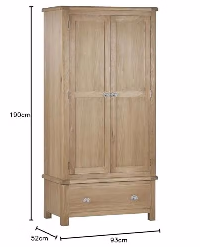 Julian Bowen Memphis 2 Door 1 Drawer Wardrobe in Limed Oak – 2