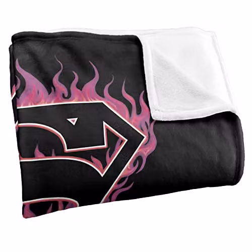 LOGOVISION Superman Logo Silky Touch Super Soft Fleece Throw Blanket in White and Pink, W/D/H: 152 x 127 cm – 2