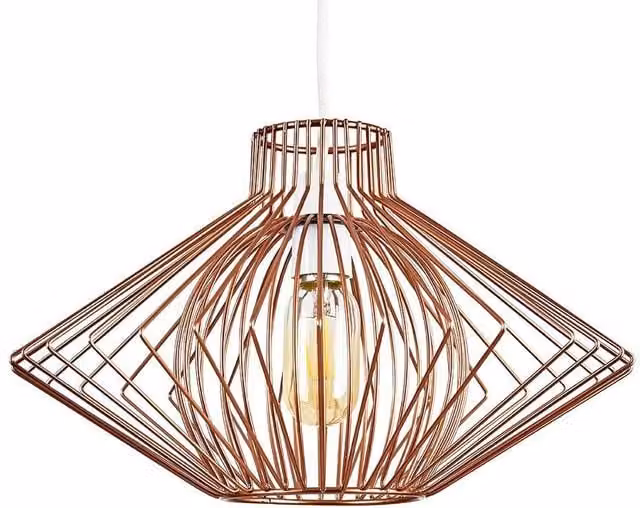 ValueLights Sinat Modern Copper Geometric Wire Basket Pendant Ceiling Light Shade, Shade Width: 36.5 cm