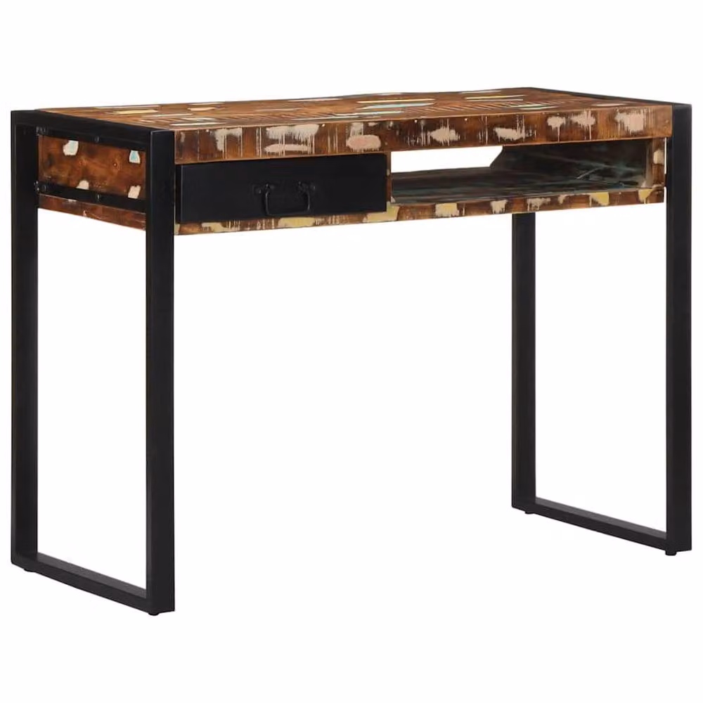 Berkfield Home Multicolour Reclaimed Solid Wood Writing Desk W/D/H: 100 x 50 x 75 cm – 2
