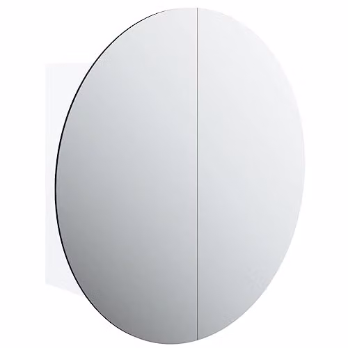 vidaXL White Glossy Bathroom Cabinet with LED Integrated Round Mirror, W/D/H: 47 x 17.5 x 47 cm