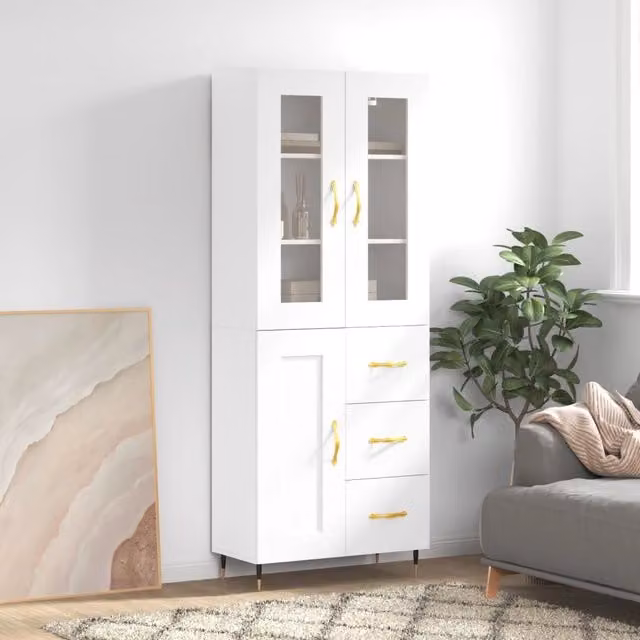 Berkfield Home White Modern Highboard W/D/H: 69.5 x 34 x 180 cm – 1